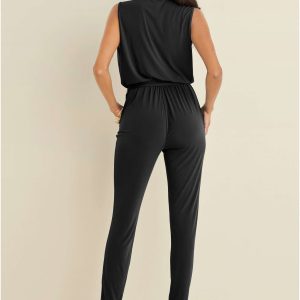 Wrap Tie Jumpsuit - Jet Black - Image 2