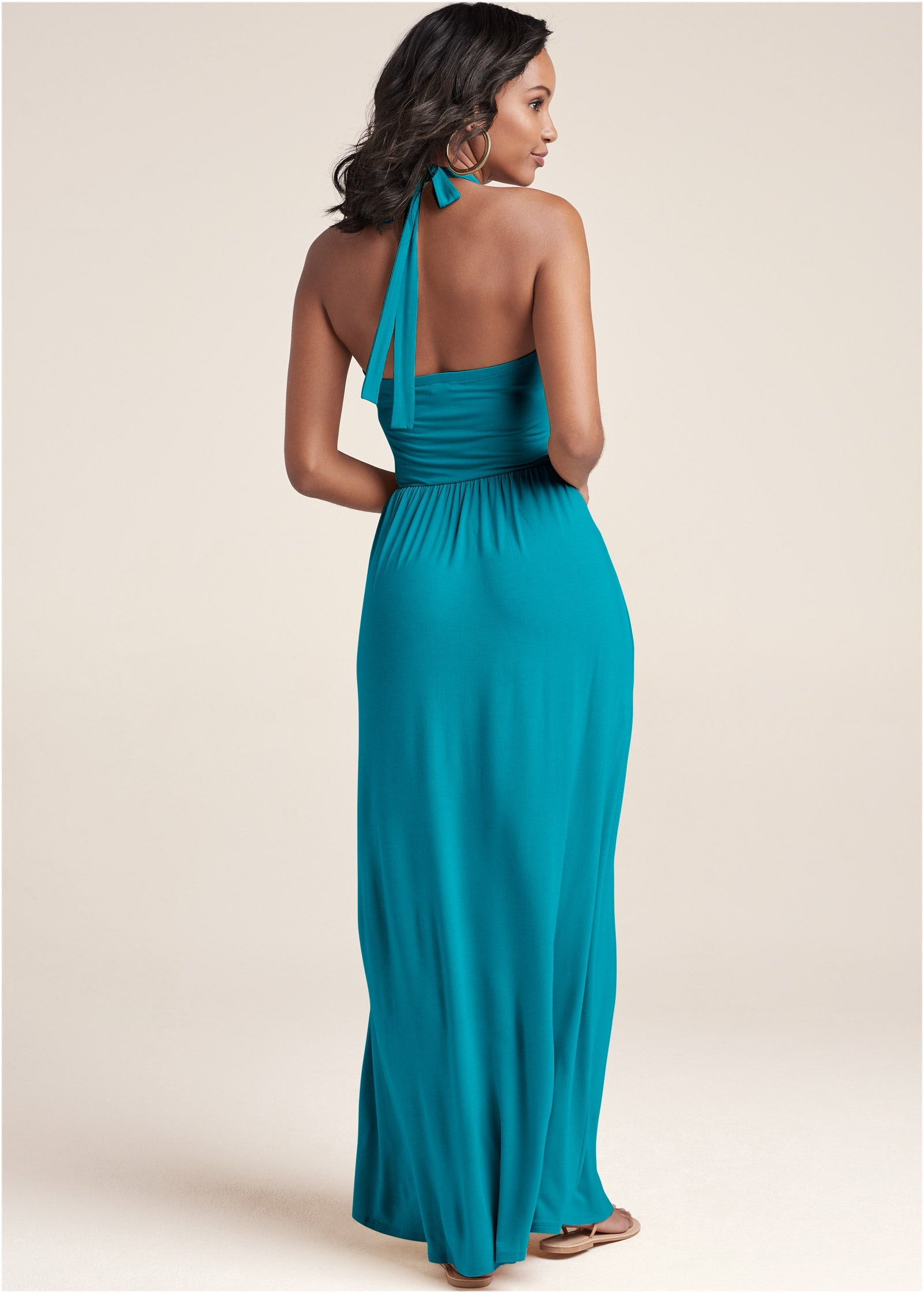 High Neck Maxi Dress - Teal - Image 2