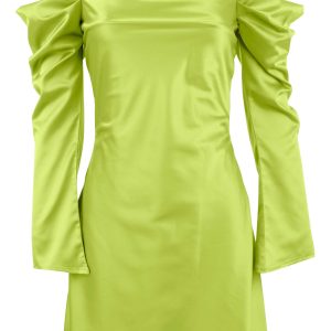 Cowl Neck Mini Dress - Lime - Image 4