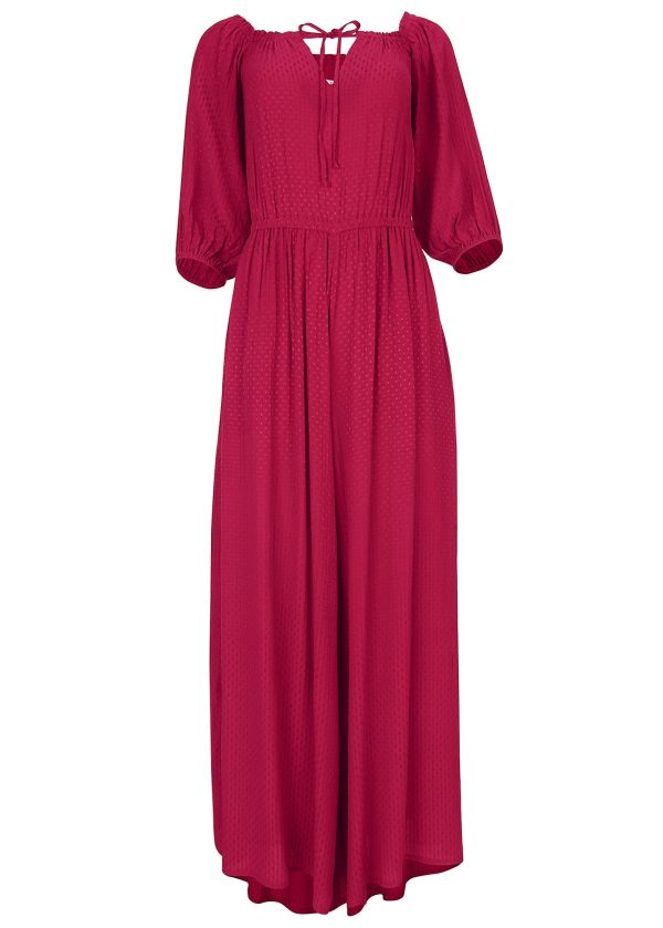 Off-The-Shoulder Jumpsuit - Persian Red