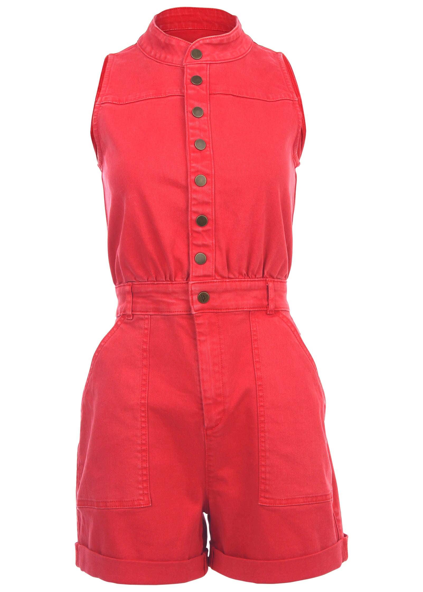 Twill Utility Romper - Scarlet - Image 3