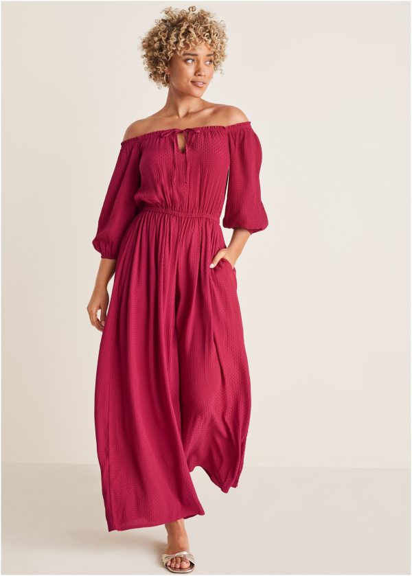 Off-The-Shoulder Jumpsuit - Persian Red