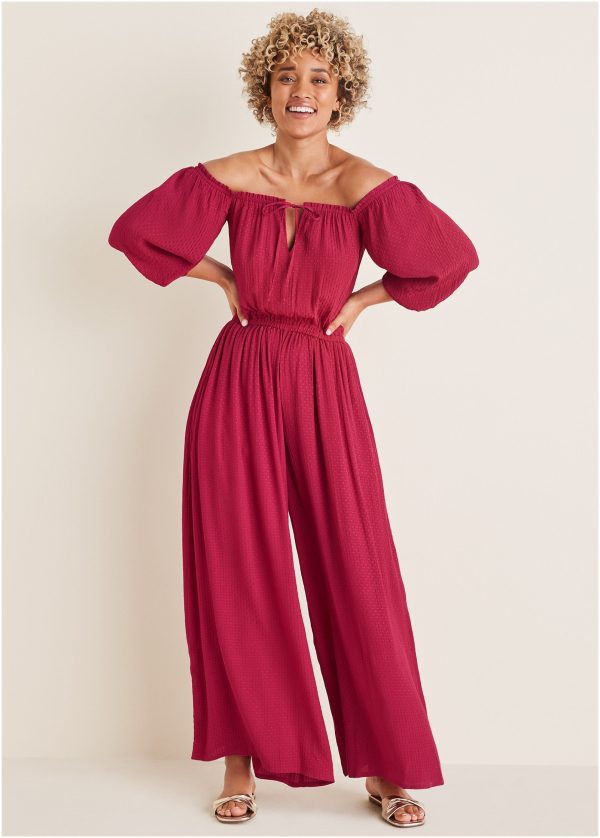 Off-The-Shoulder Jumpsuit - Persian Red