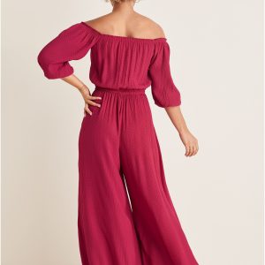 Off-The-Shoulder Jumpsuit - Persian Red - Image 2