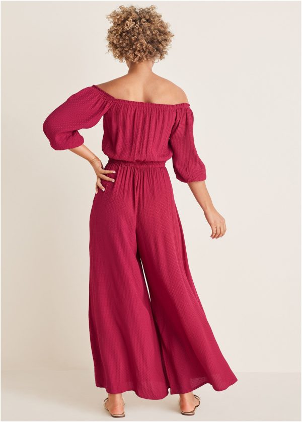 Off-The-Shoulder Jumpsuit - Persian Red
