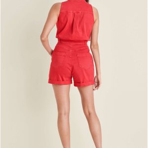 Twill Utility Romper - Scarlet - Image 2