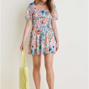 Cotton Voile Mini Dress - Fiesta Floral - Image 3