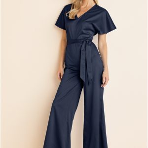 Flutter Sleeve Jumpsuit - Navy - Image 5