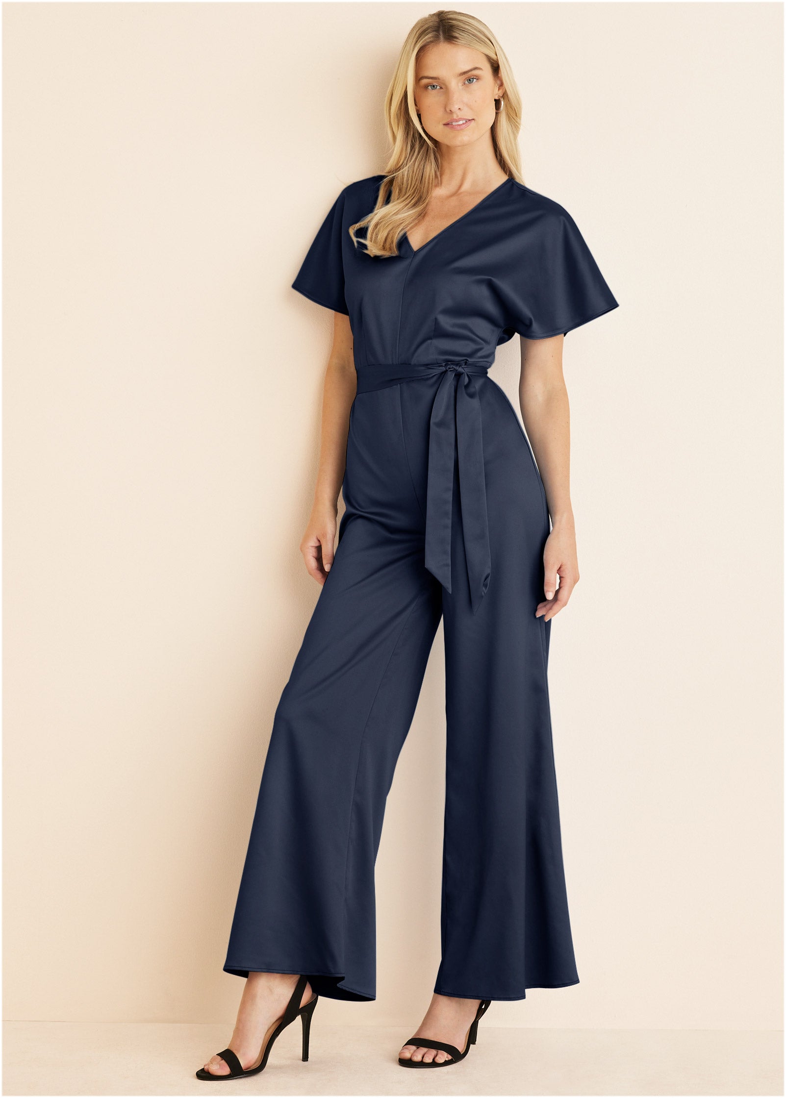 Flutter Sleeve Jumpsuit - Navy - Image 5