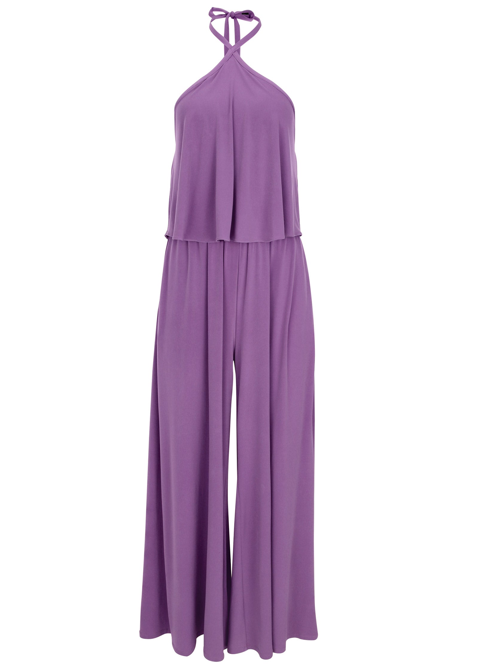 Cross Neck Jumpsuit - Purple - Image 3