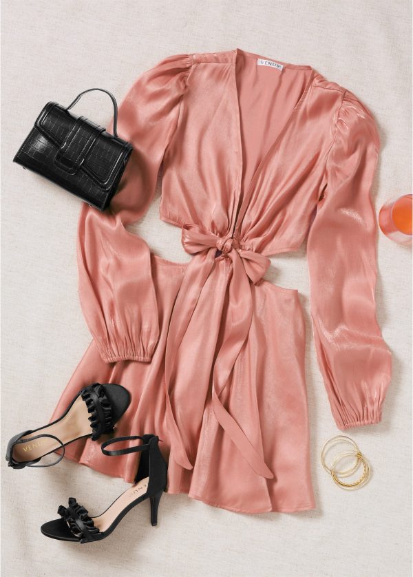 Side Cutout Romper  - Rose