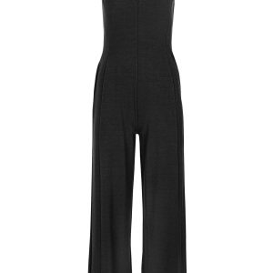 Relaxed V-Neck Jumpsuit - Jet Black - Image 3