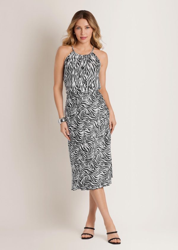 Two-Piece Halter Skirt Set - Zebra Print