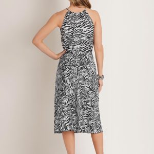 Two-Piece Halter Skirt Set - Zebra Print - Image 3