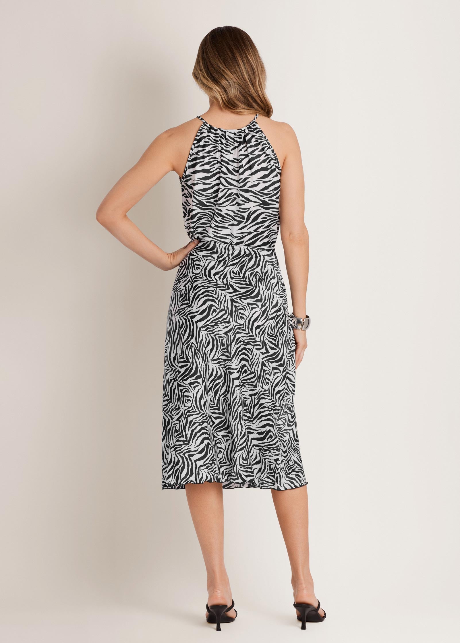 Two-Piece Halter Skirt Set - Zebra Print - Image 3