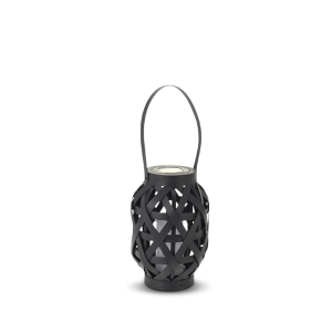 Solar solcellelanterne sort rattan H24,5 cm