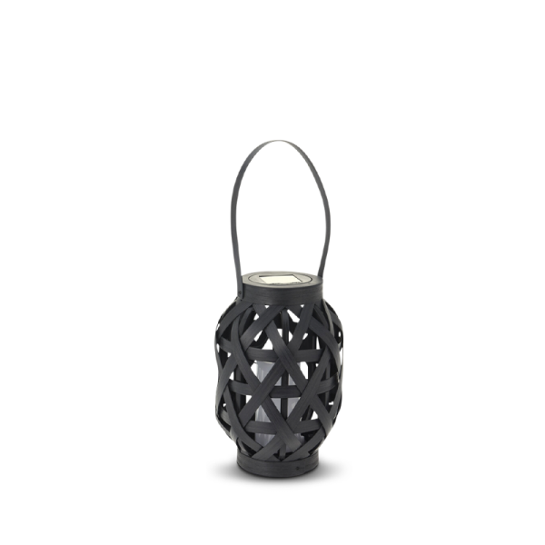 Solar solcellelanterne sort rattan H24,5 cm