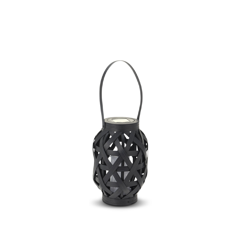 Solar solcellelanterne sort rattan H24,5 cm - Image 1