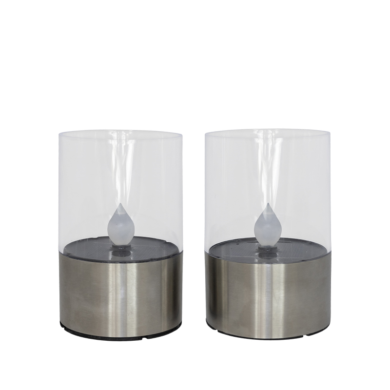 Cozzy solcelle bordlampe st?l 2 stk. ?7,5xH11 cm - Image 1