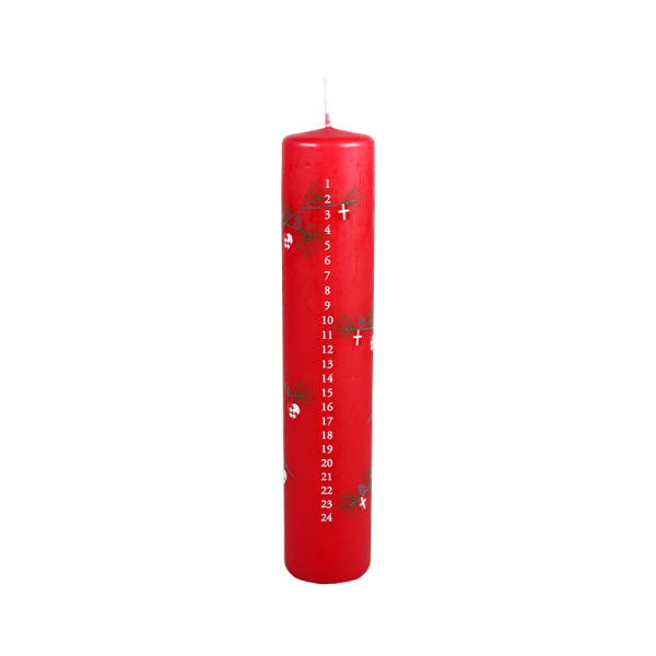 Det Gamle Apotek kalenderlys 25x5 cm r?d