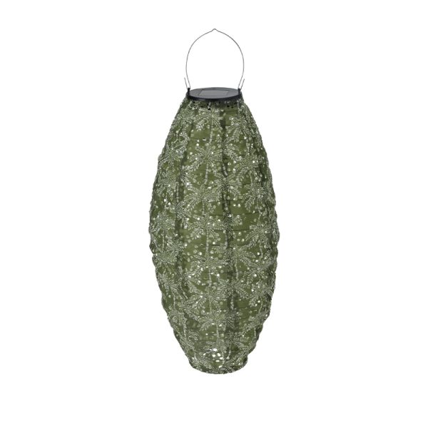 Solcellelampe olivengr?n 12 LED
