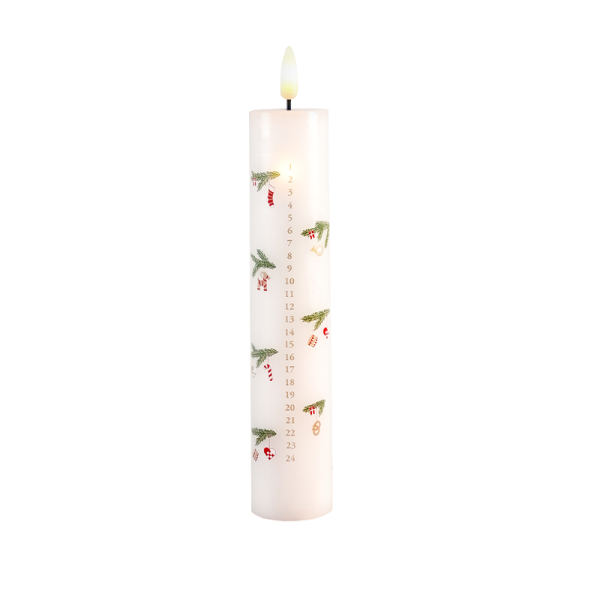 Det Gamle Apotek LED kalenderlys hvid 24 cm