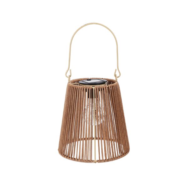 Solcelle lampe med h?ndtag brun H21 cm